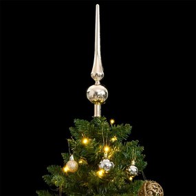 csuklópántos műkarácsonyfa 150 LED-del és gömbökkel 150 cm