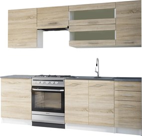 konyhabútor 2,4 m, tölgy sonoma / fehér, FABIANA