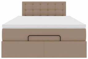 cappuccino műbőr ottomán ágy matracokkal &amp; LED-ek 120x190 cm