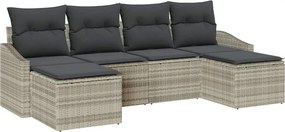 vidaXL Kert étkező szett párnával tárolóval 6 pcs Világosszürke