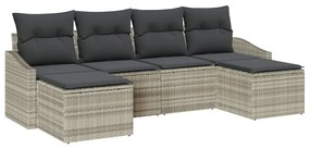 vidaXL Kert étkező szett párnával tárolóval 6 pcs Világosszürke