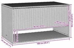 bézs polyrattan kültéri párna doboz 100x55x55,5 cm