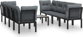 vidaXL 9 részes fekete-szürke polyrattan kerti ülőgarnitúral