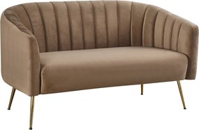 Design kétszemélyes kanapé, barna Velvet szövet/gold króm-arany, BAGY