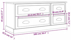 betonszürke szerelt fa TV-szekrény 100 x 35,5 x 45 cm
