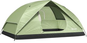 Outsunny Családi Kempingtábor 3 Főnek, Vízálló Kúp Sátor 3000 mm Töltőporttal, Zsebekkel, Lámpafüggesztő Karral és Hordtáskával, Zöld | Aosom