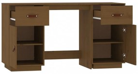 vidaXL mézbarna tömör fenyőfa íróasztal szekrényekkel 135 x 50 x 75 cm
