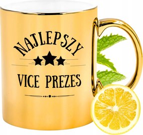 Arany csillogó bögre az elnökhelyettesnek ajándék fényképes nyomtatással