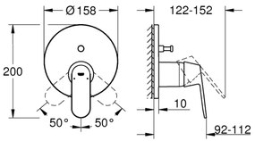 GROHE 24045000 - EUROSMART csaptelep kétirányú váltóval, fényes króm