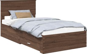 vidaXL Ágykeret fejtámlával Barna tölgy és ezüst 100 x 200 cm Faanyag