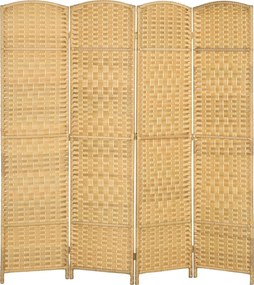 HOMCOM 4-paneles hajtható szobai elválasztó 180x180 cm - Magánéletet biztosító képernyő - Irodához, hálószobához, természetes | Aosom