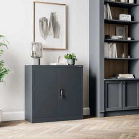 Alacsony fém irattartó szekrény BEATA, 900 x 930 x 400 mm, antracit