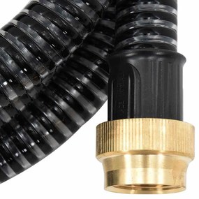 fekete PVC szívótömlő sárgaréz csatlakozókkal 1,1 15 m&quot;