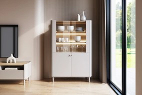 Elivo vitrines szekrény 100 cm kétajtós lábakon - kasmír / olajozott tölgy