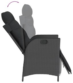 9 részes fekete polyrattan kerti étkezőgarnitúra párnákkal