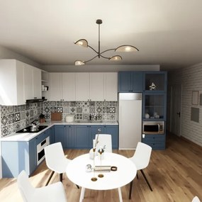 Csillár rúdon LOTUS 4xE14/10W/230V fekete/bézs