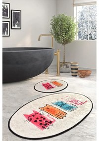 Világosbarna fürdőszobai kilépő szett 2 db-os 60x100 cm Baby Cats – Foutastic