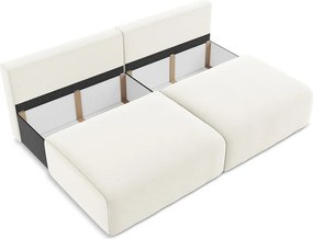 Krémszínű bársony kinyitható-tárolóhelyes kanapé 216 cm Kalena – Makamii