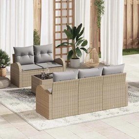 Kerti Kanapé Szett 6 pcs Bézs 55 x 55 x 37 cm Poli rattan