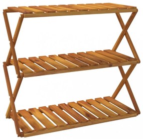 3 szintes barna tömör akácfa összecsukható polc 70 x 31 x 63 cm