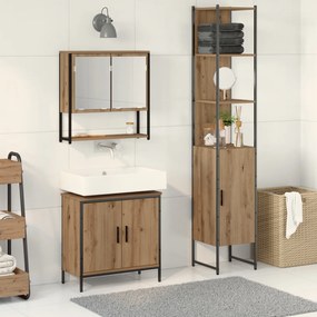 3 Részes Fürdőszoba Bútor Készlet Artisan Tölgyműanyag