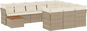 vidaXL 11 részes bézs polyrattan kerti ülőgarnitúra párnákkal