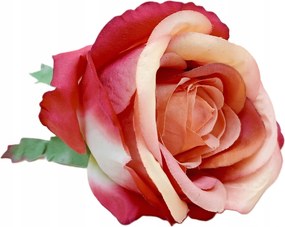 Rózsa mintás virágfej piros-barack 12 db-os csomag