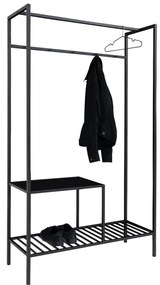 Vita ruhataró állvány, 2 polc, fekete, fekete váz 101x38x170 cm