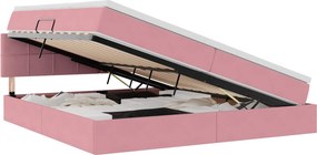 vidaXL Tárolós Ágy matracmal tárolóval Rózsaszín 200 x 200 cm Bársony