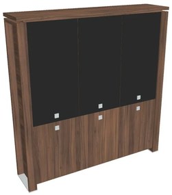 Verno+ magas szekrény 200 x 46 x 210 cm, kombinált ajtó, dió / fekete