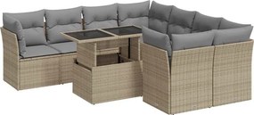 vidaXL 9 részes bézs polyrattan kerti ülőgarnitúra párnákkal