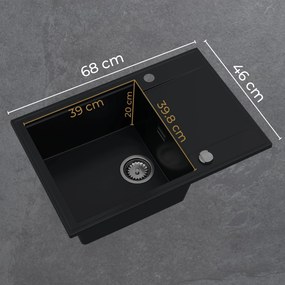 SINK Quality Quality Sink55 mosogató, gránit konyhai mosogató 680x460x215 mm, bézs, SKQ-SINK.P.1KDO