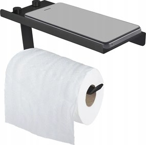 Papírtekercs Tartó Fekete, Polccal, Függesztett, Modern Fürdőszobai