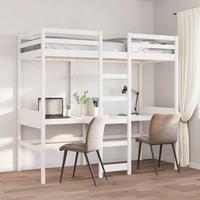 fehér tömör fenyő galériaágy-keret matrac nélkül 80 x 200 cm