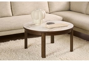 Bézs-sötétbarna kerek dohányzóasztal kerámia asztallappal ø 90 cm Southampton – Actona