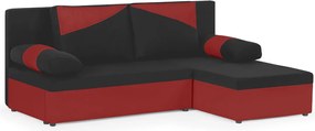 ROLO Kinyitható sarokkanapé Fekete/piros