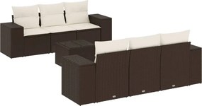 vidaXL 7 részes barna polyrattan kerti ülőgarnitúra párnákkal