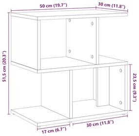 2 db kézműves tölgyszínű szerelt fa éjjeliszekrény 50x30x51,5cm