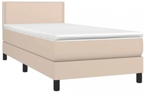 cappuccino színű műbőr rugós ágy matraccal és LED-del 80x200 cm