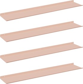 vidaXL Lebegő polc 4 pcs Rózsaszín 100 x 18 x 2,5 cm Acél