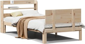 vidaXL tömör fenyőfa ágykeret fejtámlával 90 x 200 cm