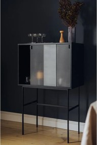 Fekete tálalószekrény tolóajtóval 70x109x40 cm Lekko – noo.ma