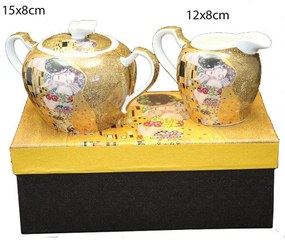 Klimt porcelán cukortartó és tejkiöntő szett A Csók