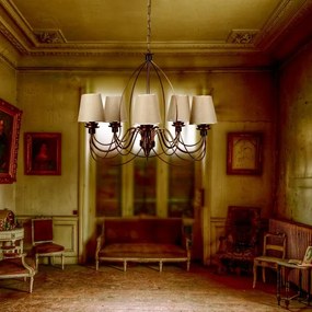 Láncos csillár CLASSIC 6xE14/40W/230V bronz/bézs