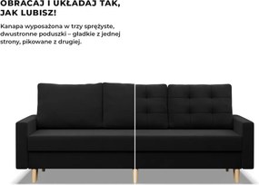 Etna kanapéágy, szövet anyag, hab töltet, fekete