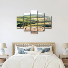 Kép - Fa polc tájképi elemekkel (150x105 cm)