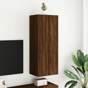 barna tölgyszínű szerelt fa fali TV-szekrény 40,5 x 30 x 102 cm
