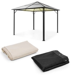 Pantheon Solid Sky Ambient Solar, pavilon, szúnyogháló, 3 x 3 m, napelemes világítás