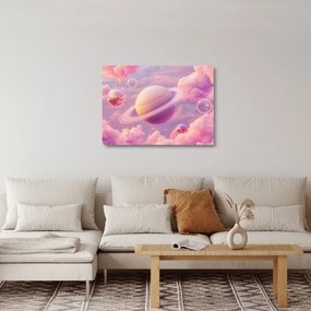 Üveg kép - Rózsaszín bolygó (70x50 cm)