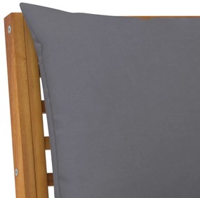 tömör akácfa kerti pad sötétszürke párnával 114,5 cm